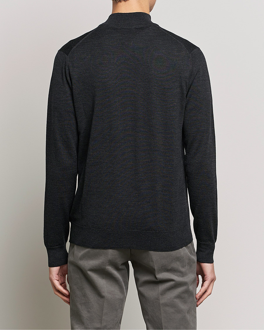 Homme | Pulls Et Tricots | Sunspel | Merino Half Zip Sweater Charcoal Melange