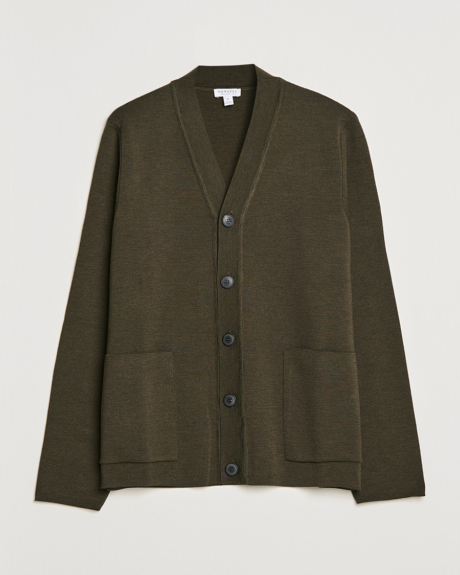 Homme | Pulls Et Tricots | Sunspel | Merino Milano Cardigan Dark Moss