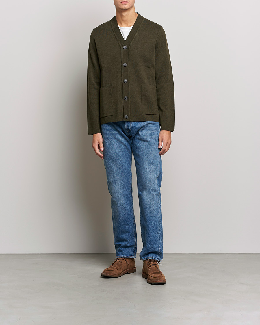 Homme | Pulls Et Tricots | Sunspel | Merino Milano Cardigan Dark Moss