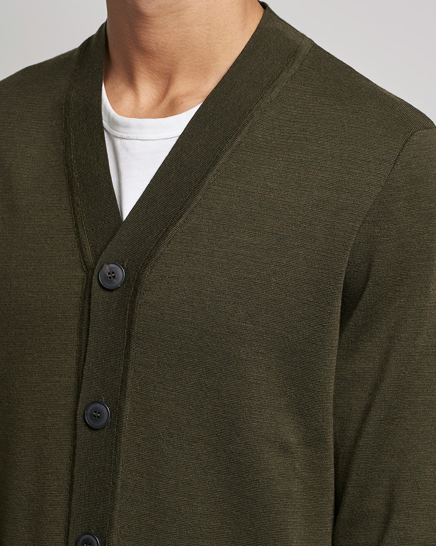 Homme | Pulls Et Tricots | Sunspel | Merino Milano Cardigan Dark Moss