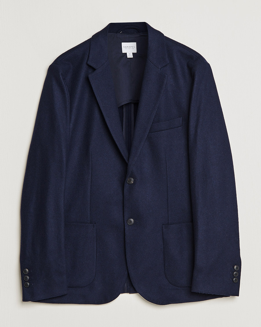 Homme | Blazers | Sunspel | Boiled Wool Jersey Blazer Navy