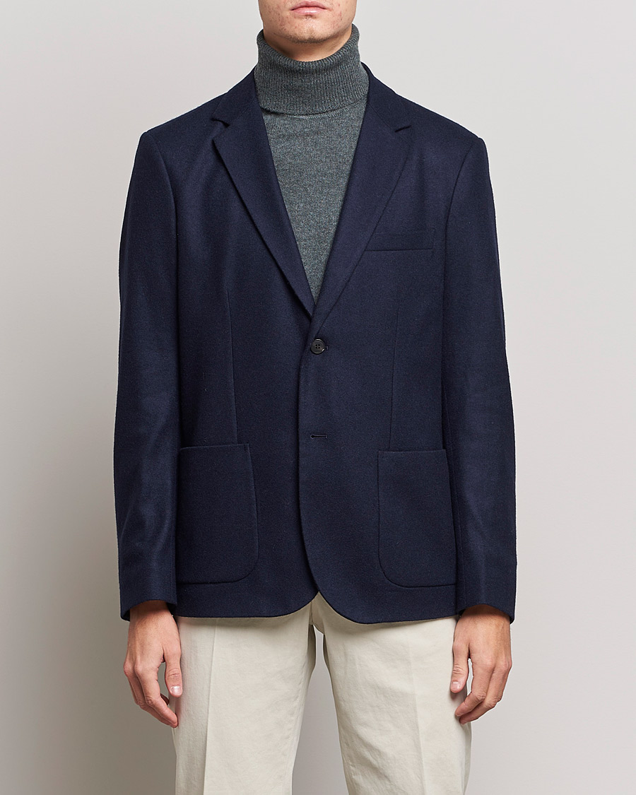 Homme | Blazers | Sunspel | Boiled Wool Jersey Blazer Navy