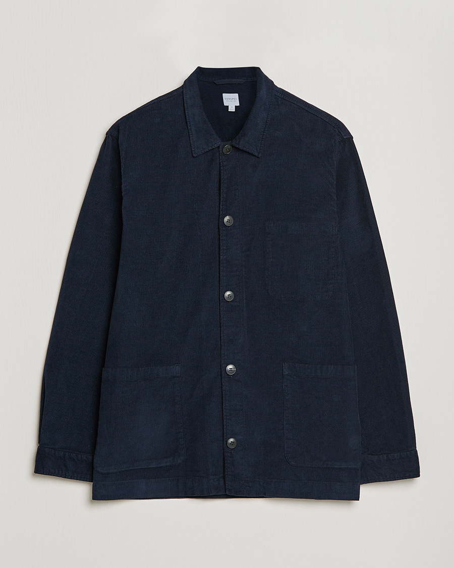 Homme | Chemises | Sunspel | Twin Pocket Cotton Corduroy Shirt Jacket Navy