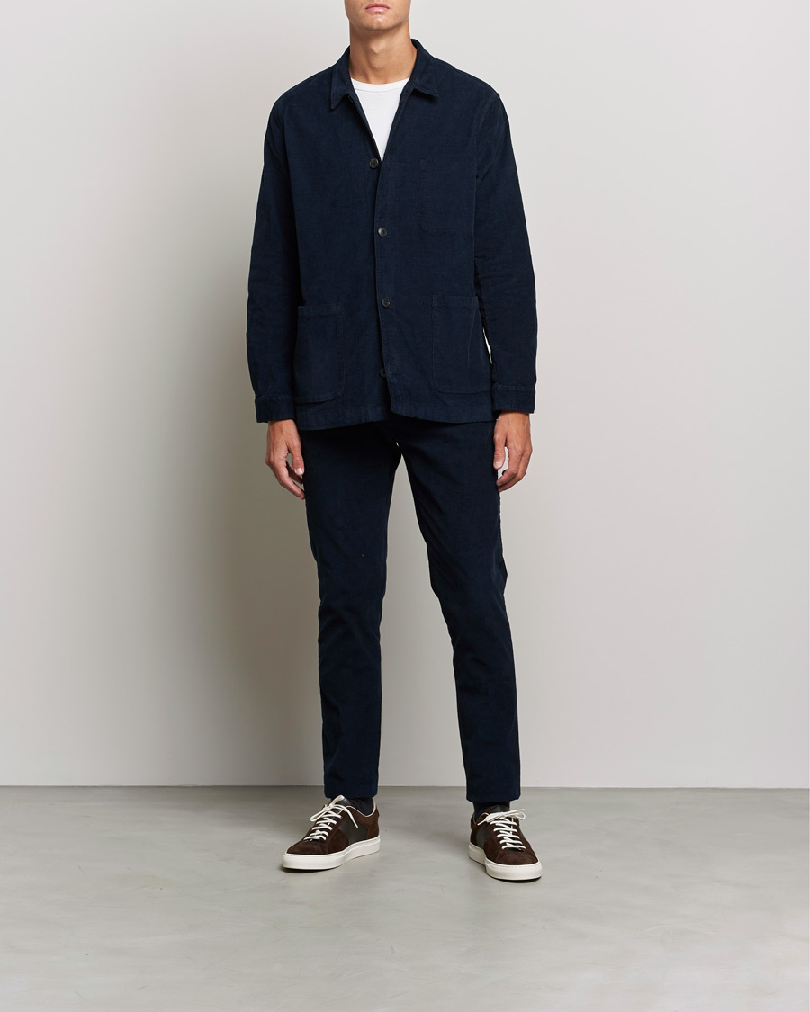 Homme | Chemises | Sunspel | Twin Pocket Cotton Corduroy Shirt Jacket Navy