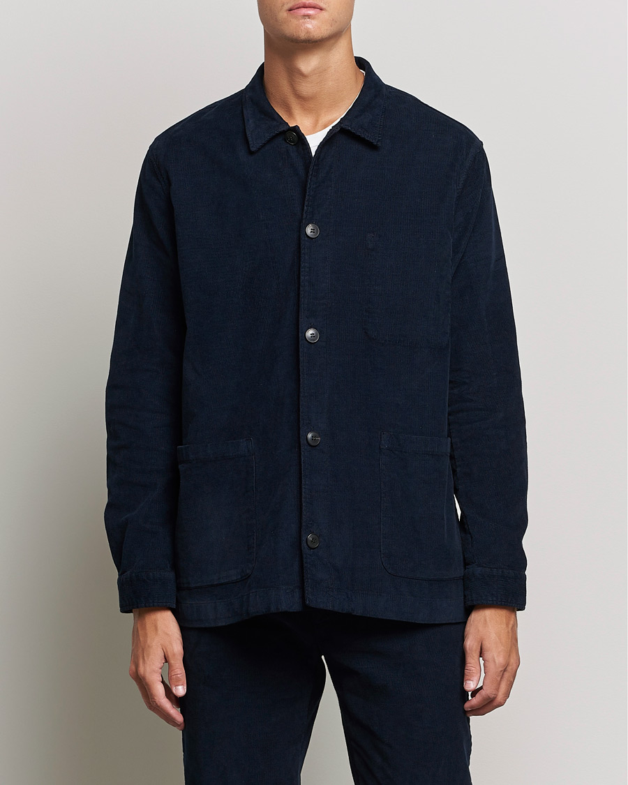 Homme | Chemises | Sunspel | Twin Pocket Cotton Corduroy Shirt Jacket Navy