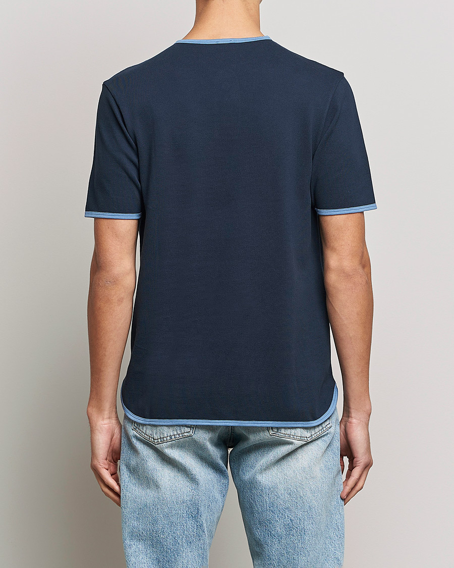 Homme | T-shirts | Sunspel | Paul Weller Heavy Cotton Pique Henley T-Shirt Navy