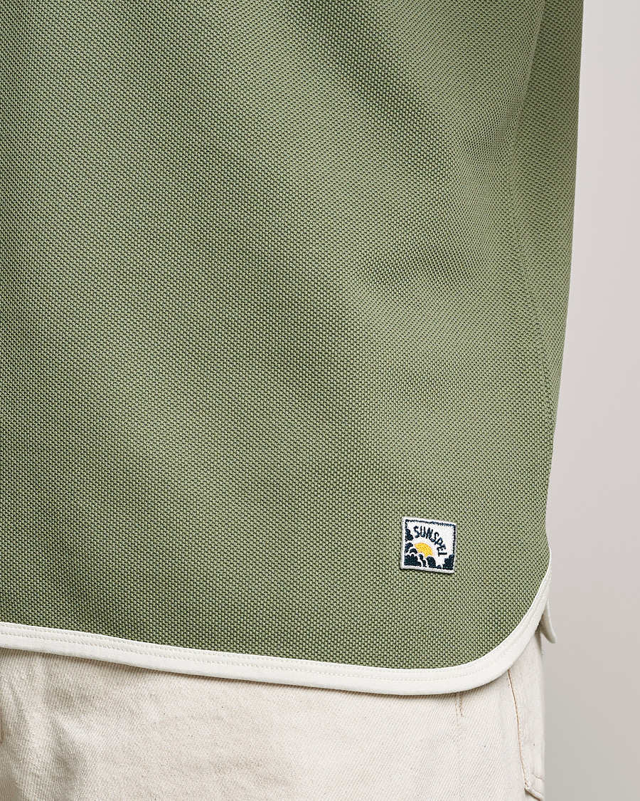 Homme | T-shirts | Sunspel | Paul Weller Heavy Cotton Pique Henley T-Shirt Dark Sage