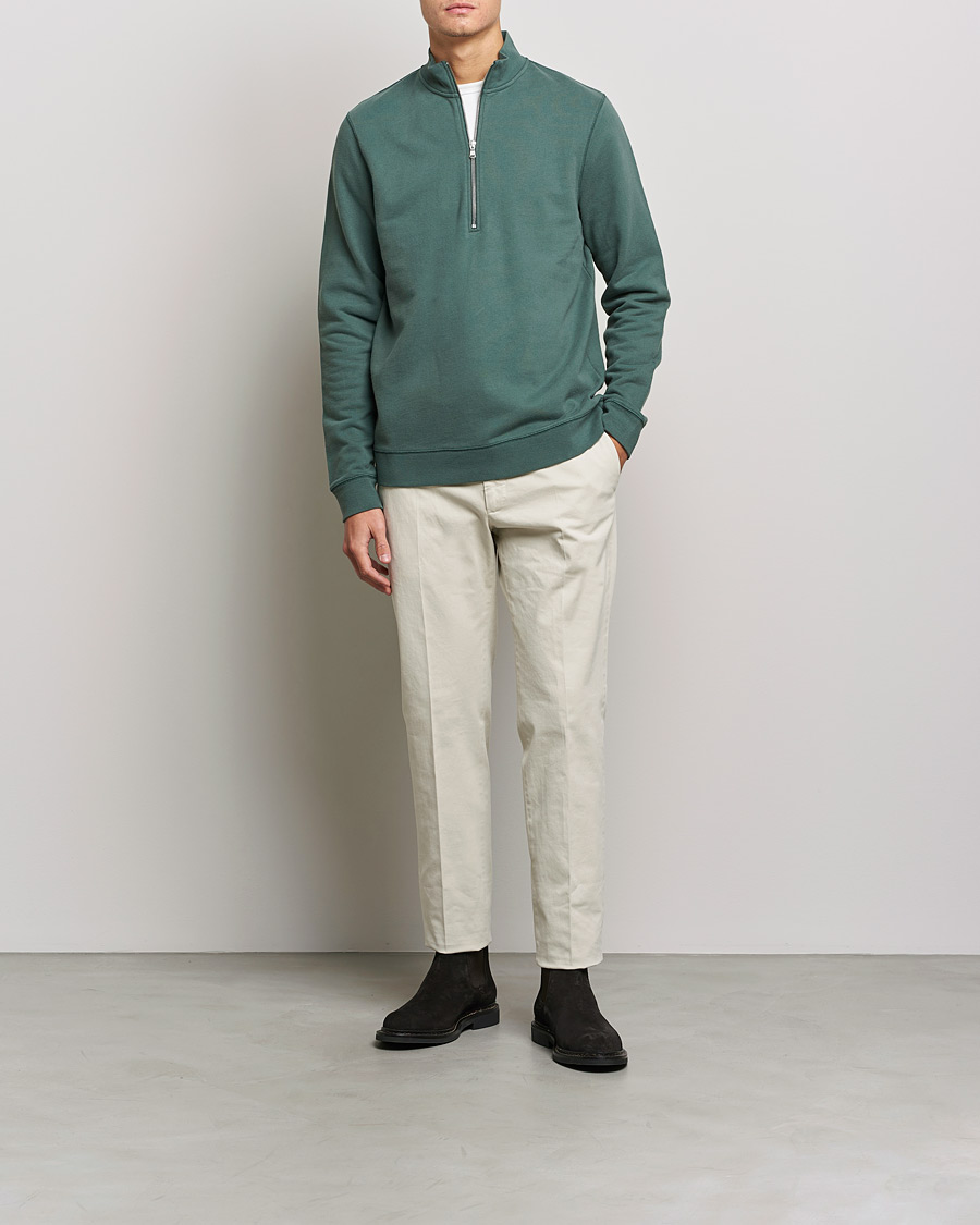 Homme | Pulls Et Tricots | Sunspel | Loopback Half Zip Sweatshirt Racing Green