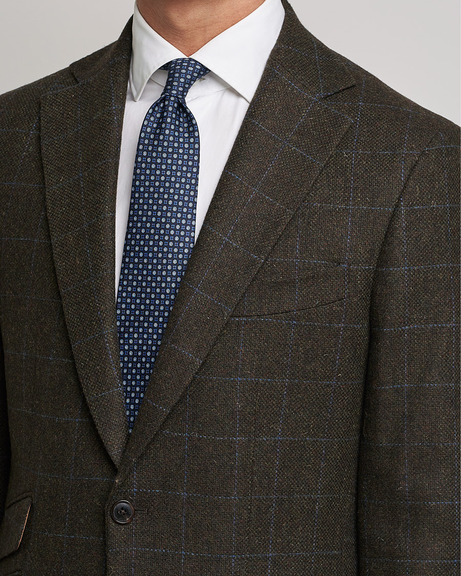 Homme | Blazers | Walker Slater | Edward Lambswool Windowpane Blazer Dark Brown