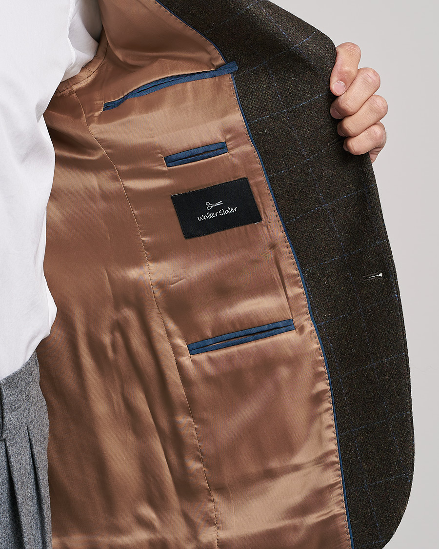 Homme | Blazers | Walker Slater | Edward Lambswool Windowpane Blazer Dark Brown