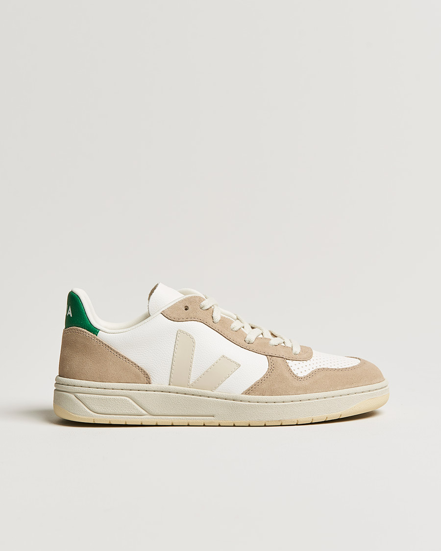 Homme | Veja V-10 Leather Sneaker Extra White Sahara Emeraude | Veja | V-10 Leather Sneaker Extra White Sahara Emeraude
