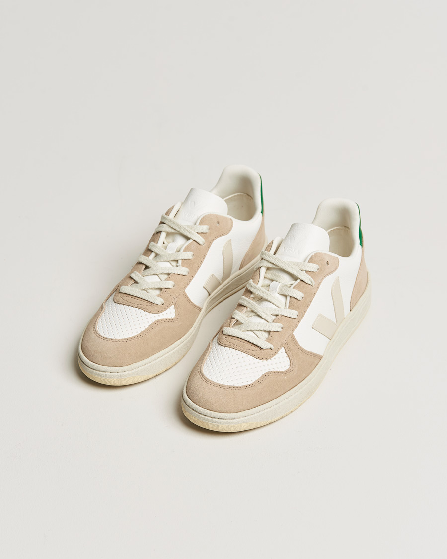 Homme | Veja V-10 Leather Sneaker Extra White Sahara Emeraude | Veja | V-10 Leather Sneaker Extra White Sahara Emeraude
