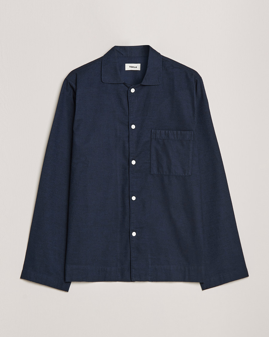 Homme | Peignoirs Et Pyjamas | Tekla | Flannel Pyjama Shirt Midnight Blue