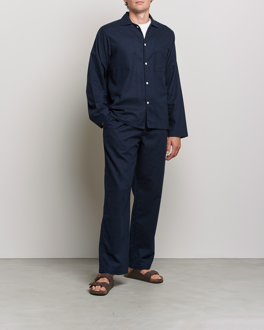 Homme | Peignoirs Et Pyjamas | Tekla | Flannel Pyjama Shirt Midnight Blue