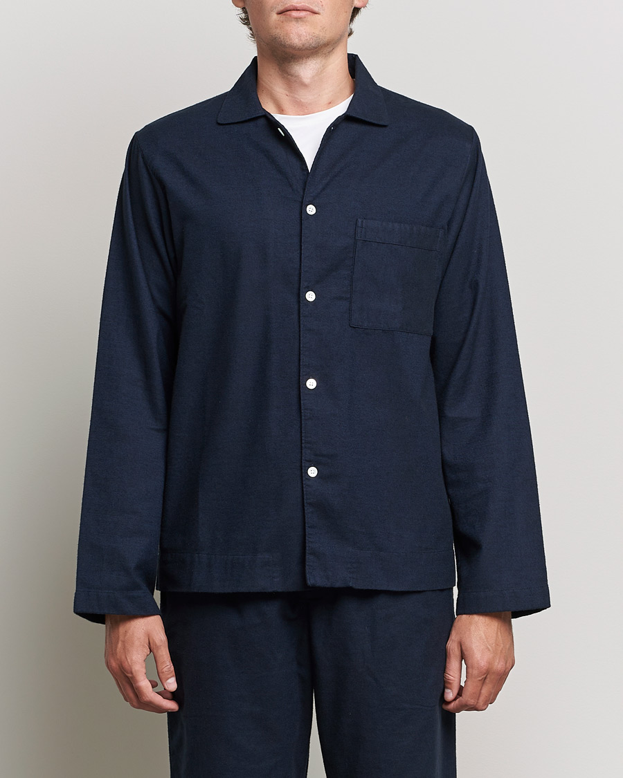Homme | Peignoirs Et Pyjamas | Tekla | Flannel Pyjama Shirt Midnight Blue