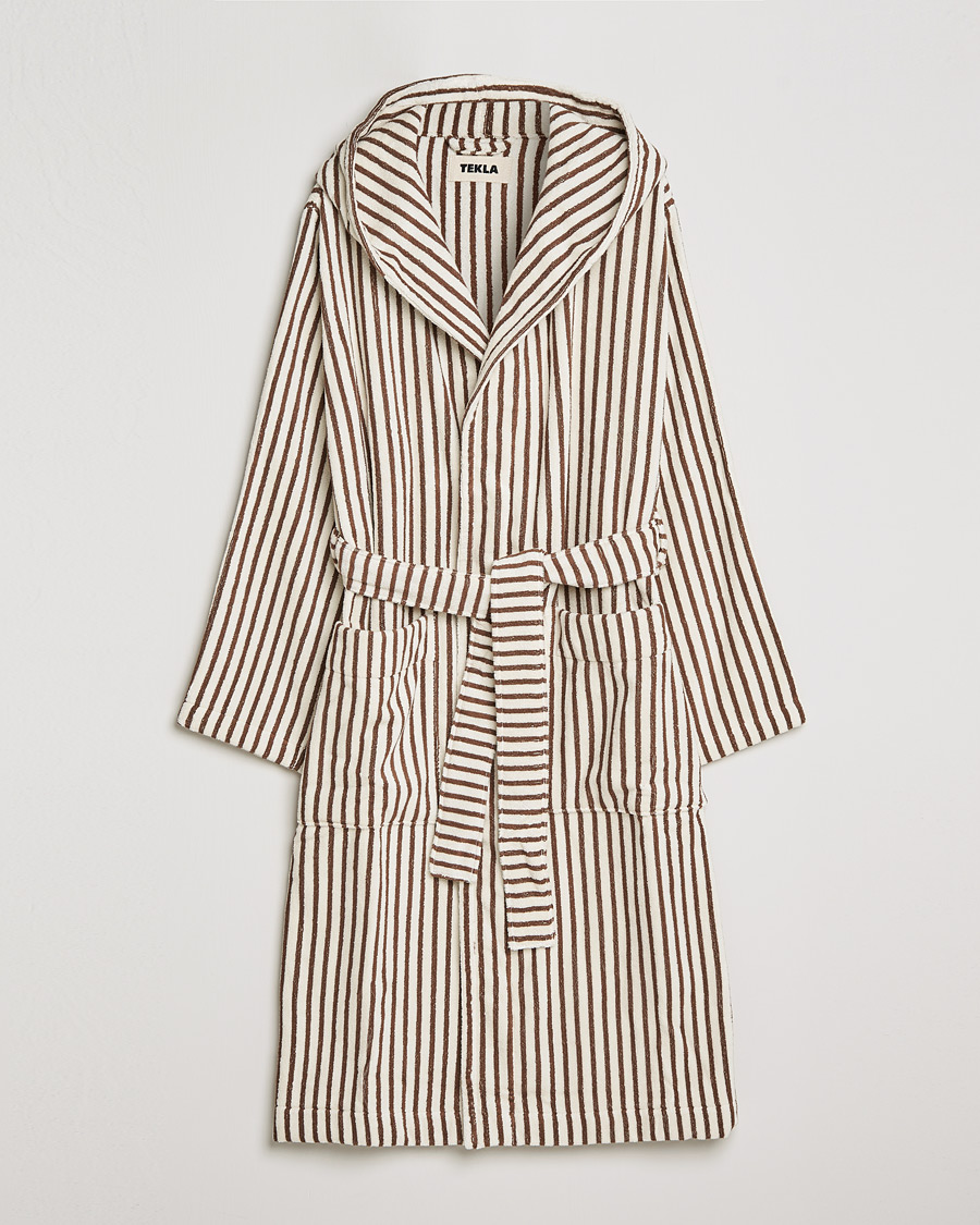 Homme | Peignoirs Et Pyjamas | Tekla | Organic Terry Hooded Bathrobe Kodiak Stripes