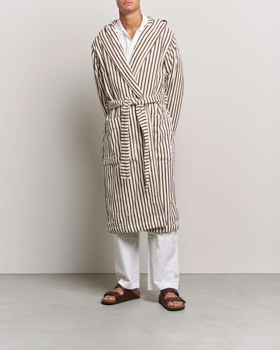 Homme | Peignoirs Et Pyjamas | Tekla | Organic Terry Hooded Bathrobe Kodiak Stripes