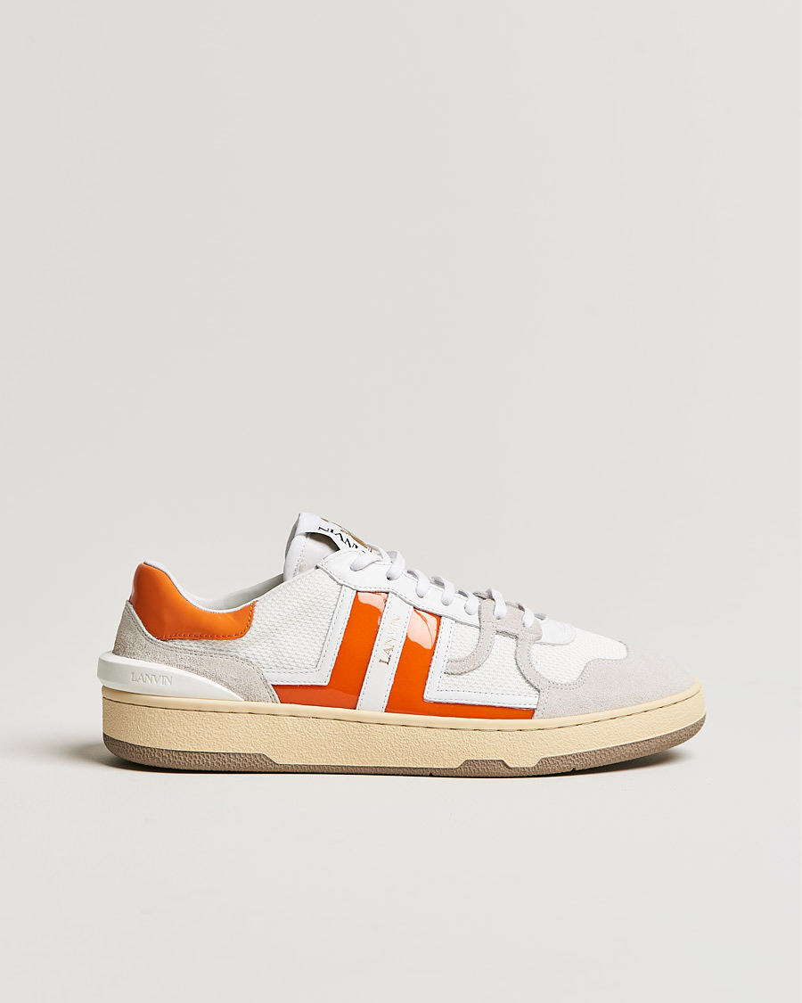 Homme | Lanvin Clay Low Top Sneakers White/Orange | Lanvin | Clay Low Top Sneakers White/Orange