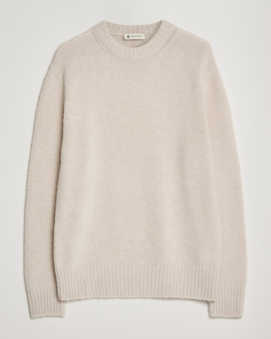 Homme | Pulls Et Tricots | Piacenza Cashmere | Brushed Wool Crew Neck Beige