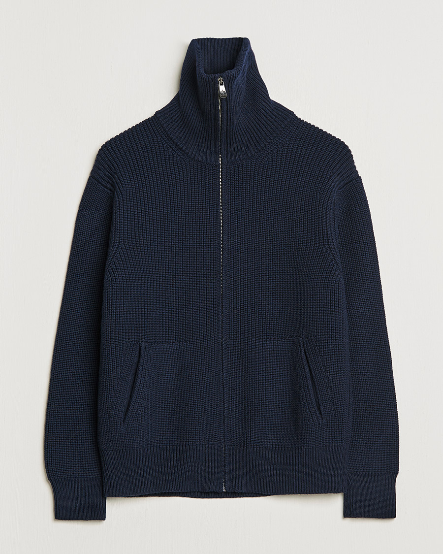 Homme | Pulls Et Tricots | Piacenza Cashmere | Heavy Zip Cardigan Navy