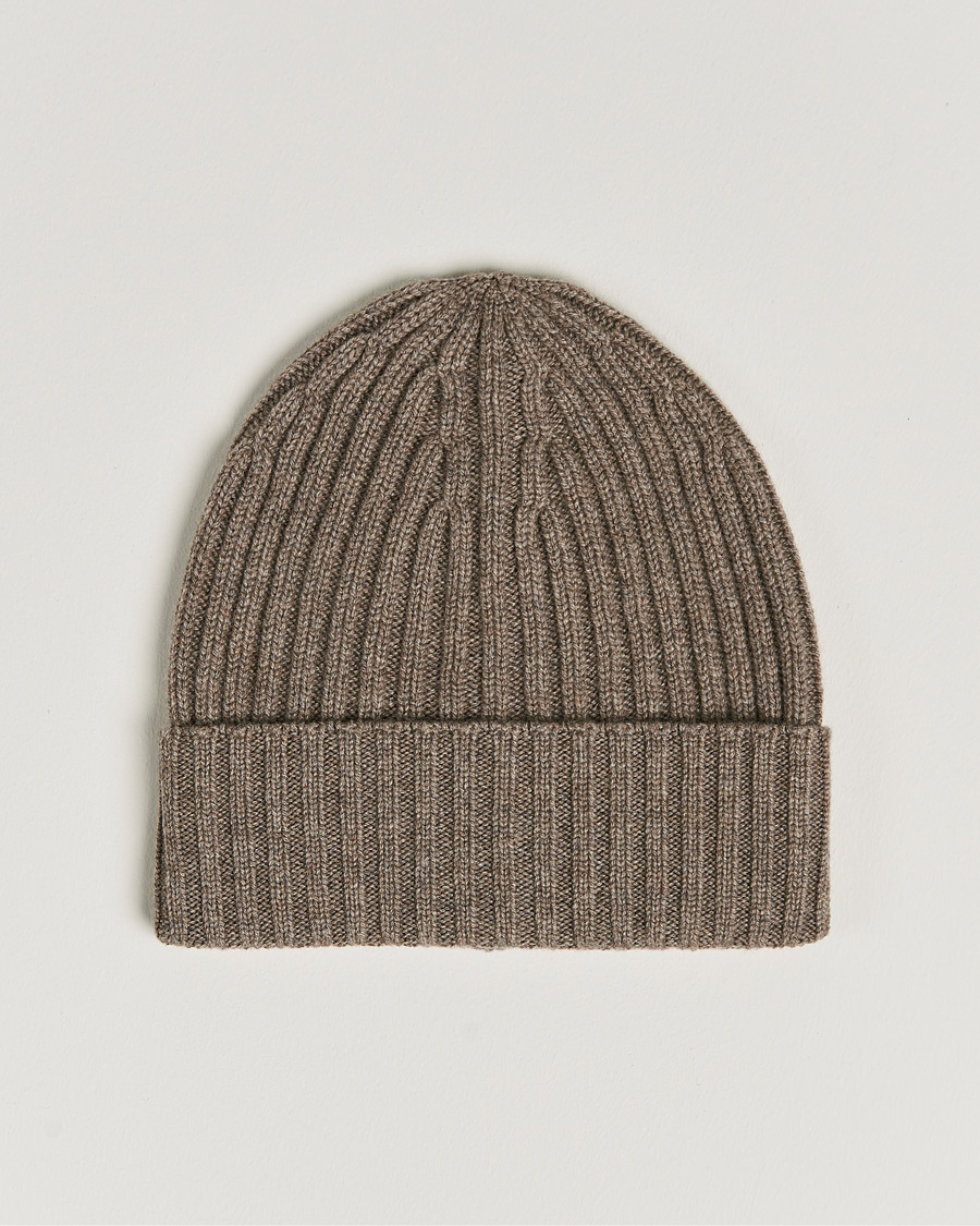 Homme | Piacenza Cashmere Ribbed Cashmere Beanie Taupe | Piacenza Cashmere | Ribbed Cashmere Beanie Taupe