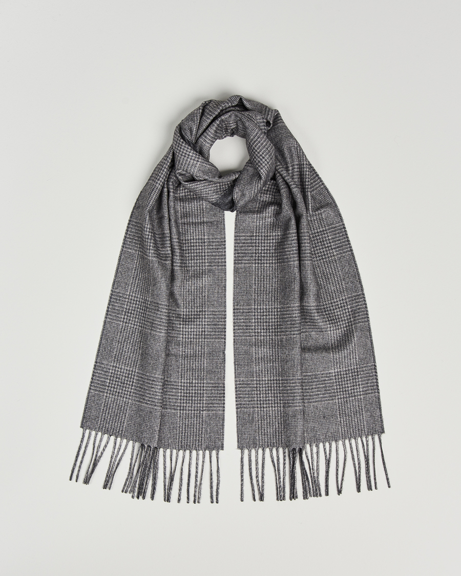 Homme | Écharpes | Piacenza Cashmere | Cashmere/Silk Glencheck Scarf Light Grey