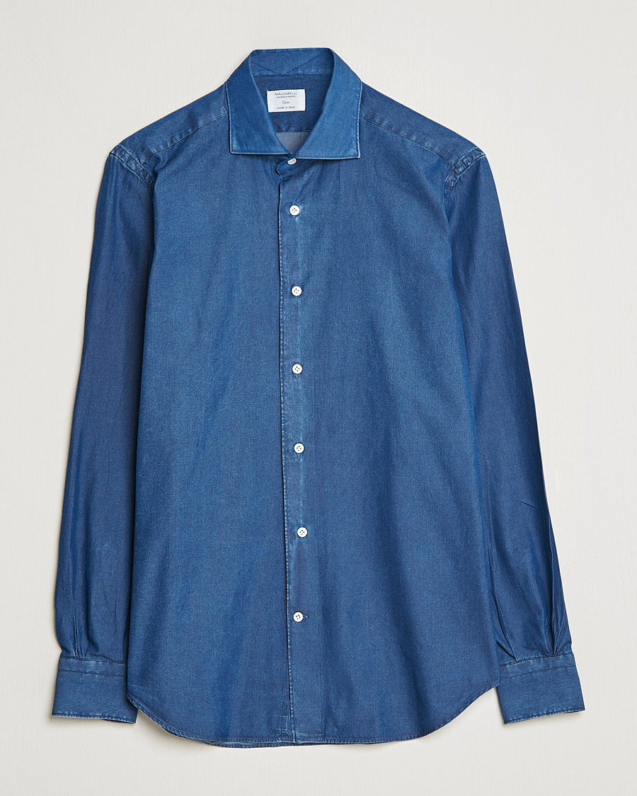 Homme | Chemises | Mazzarelli | Soft Denim Shirt Dark Indigo