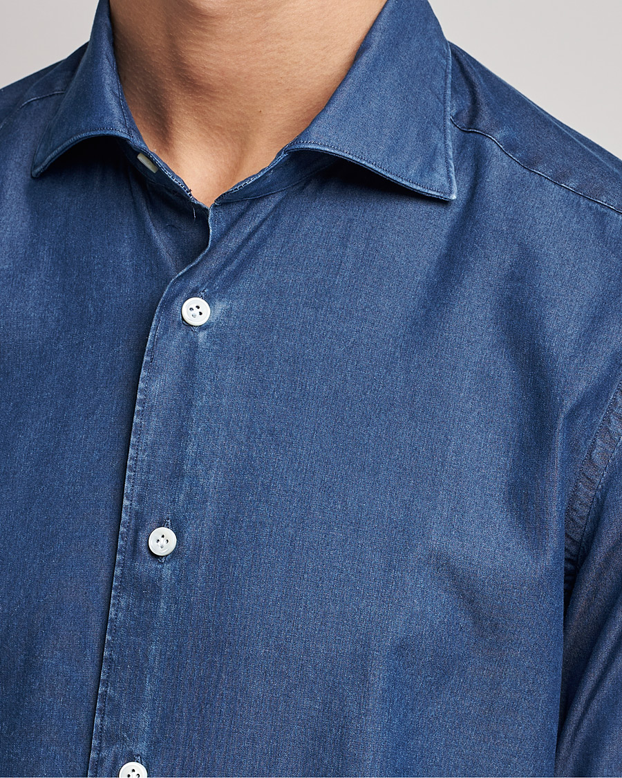 Homme | Chemises | Mazzarelli | Soft Denim Shirt Dark Indigo