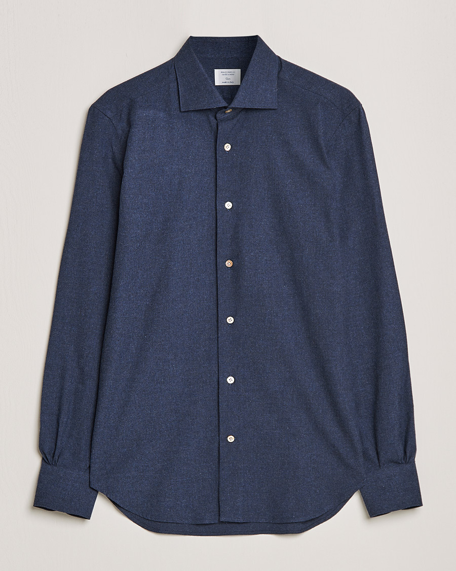 Homme | Chemises | Mazzarelli | Soft Flannel Shirt Navy