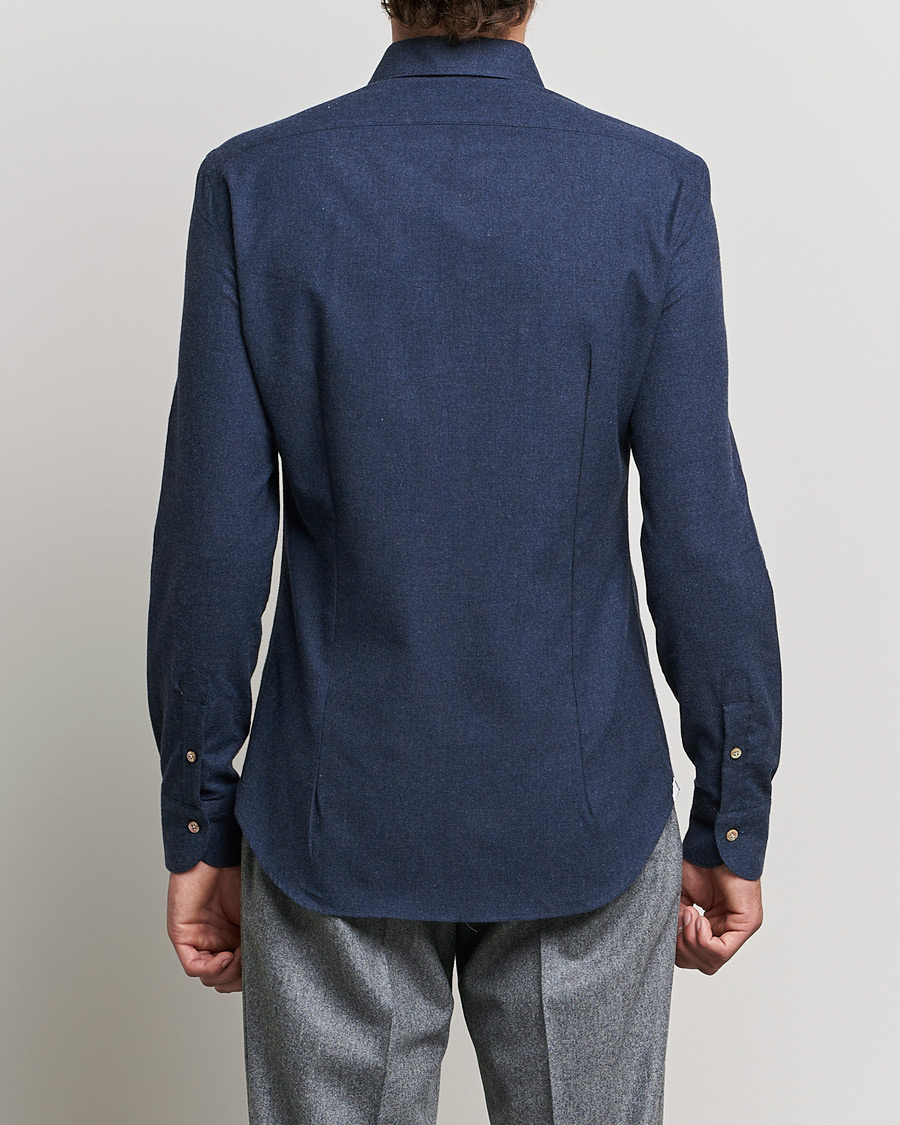 Homme | Chemises | Mazzarelli | Soft Flannel Shirt Navy