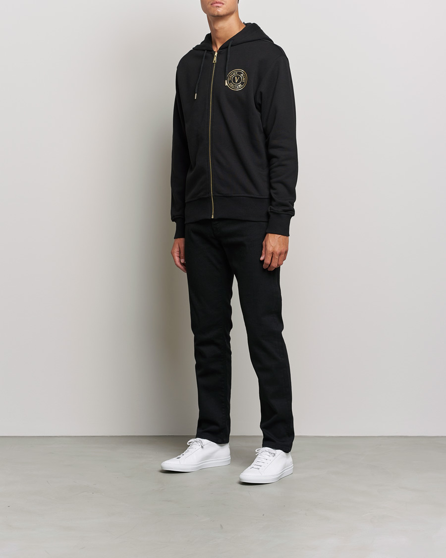 Homme | Pulls Et Tricots | Versace Jeans Couture | V Emblem Hoodie Black/Gold