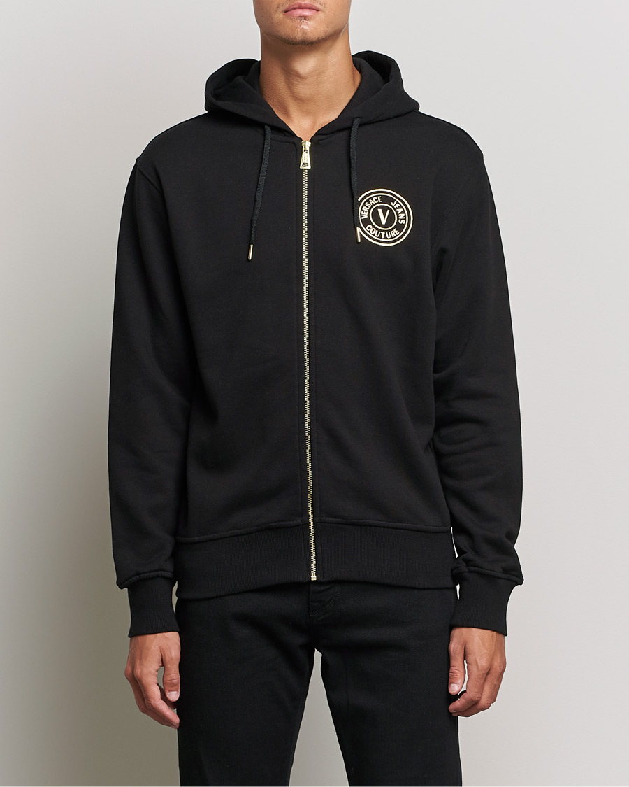 Homme | Pulls Et Tricots | Versace Jeans Couture | V Emblem Hoodie Black/Gold