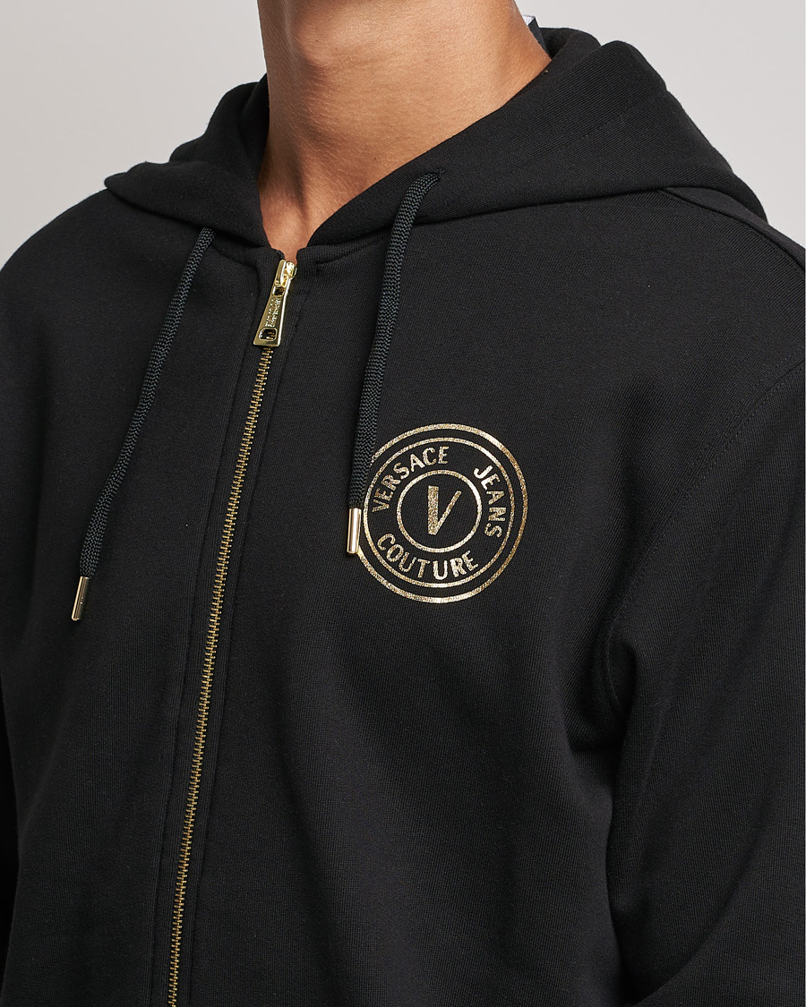 Homme | Pulls Et Tricots | Versace Jeans Couture | V Emblem Hoodie Black/Gold