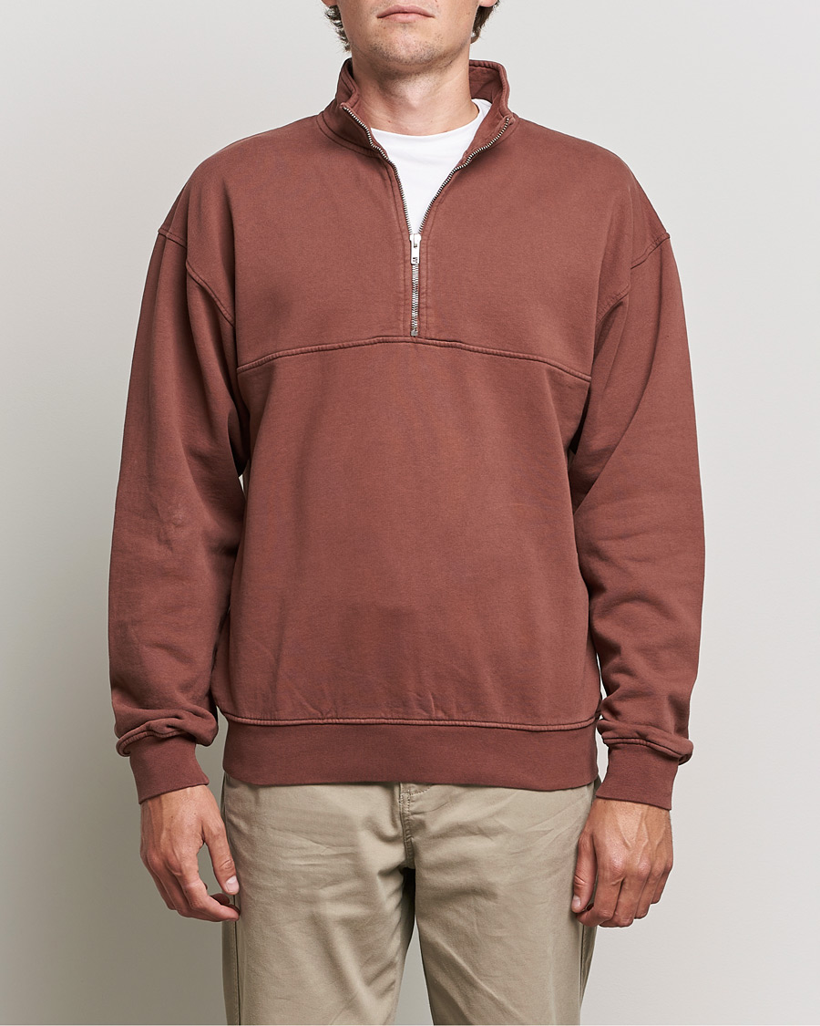 Homme | Pulls Et Tricots | Colorful Standard | Classic Organic Half-Zip Cinnamon Brown