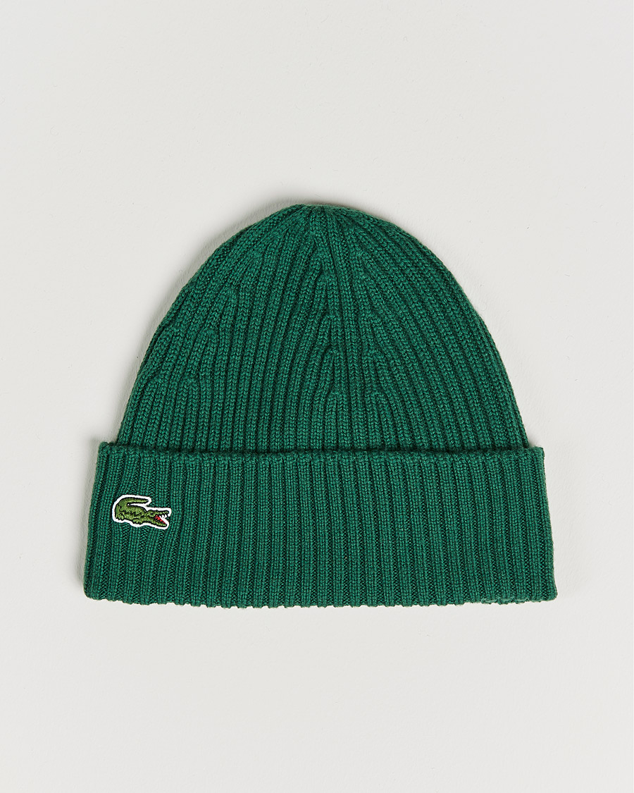 Homme | Lacoste Wool Knitted Beanie Green | Lacoste | Wool Knitted Beanie Green