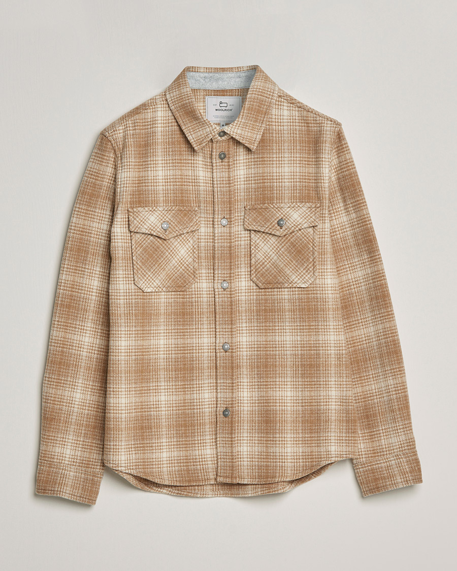 Homme | Chemises | Woolrich | Alaskan Melton Wool Overshirt Camel Hunting