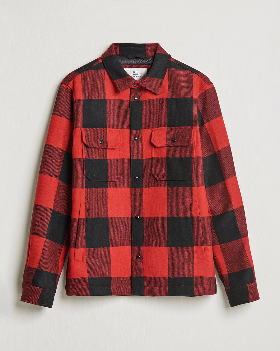 Homme | Chemises | Woolrich | Alaskan Wool Padded Overshirt Red Buffalo