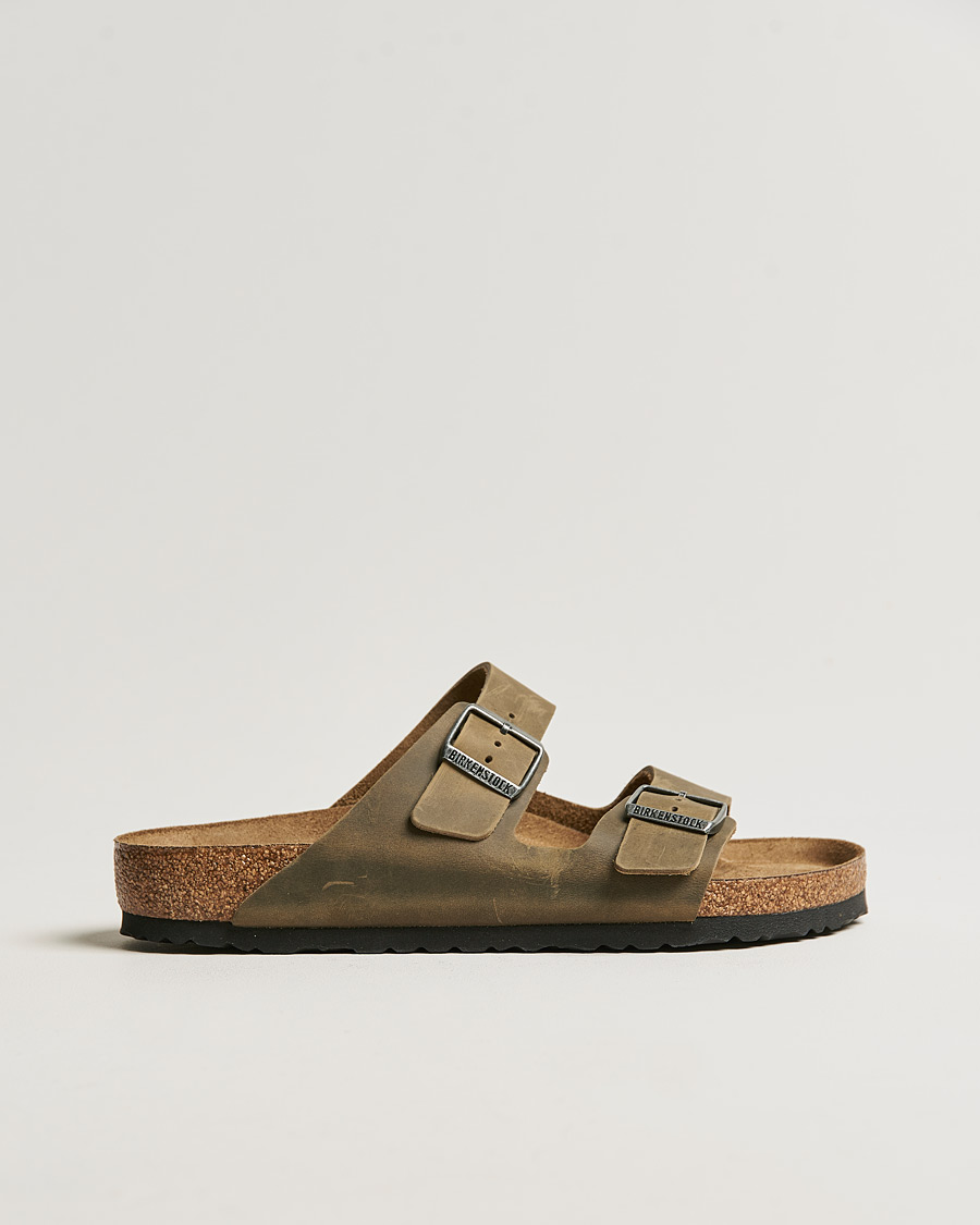 Homme | Sandales Et Mules | BIRKENSTOCK | Arizona Soft Footbed Faded Khaki Oiled Leather