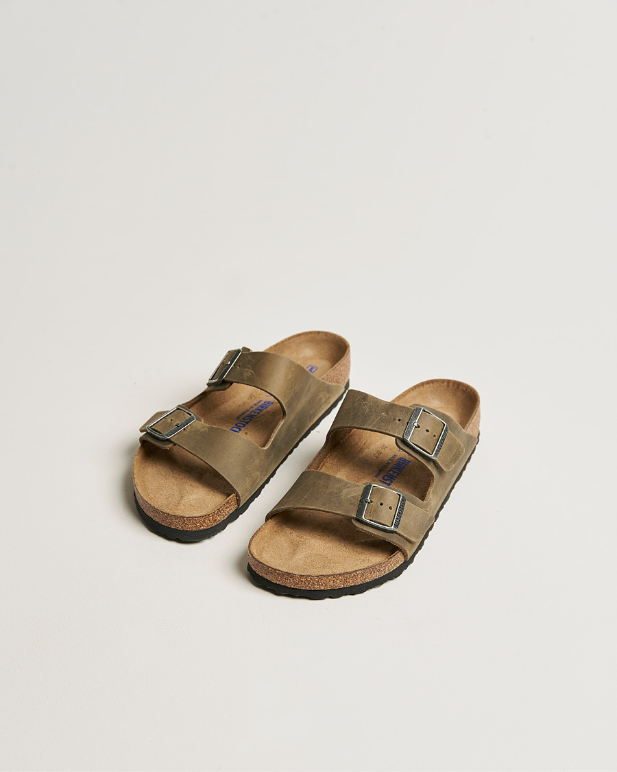 Homme | Sandales Et Mules | BIRKENSTOCK | Arizona Soft Footbed Faded Khaki Oiled Leather