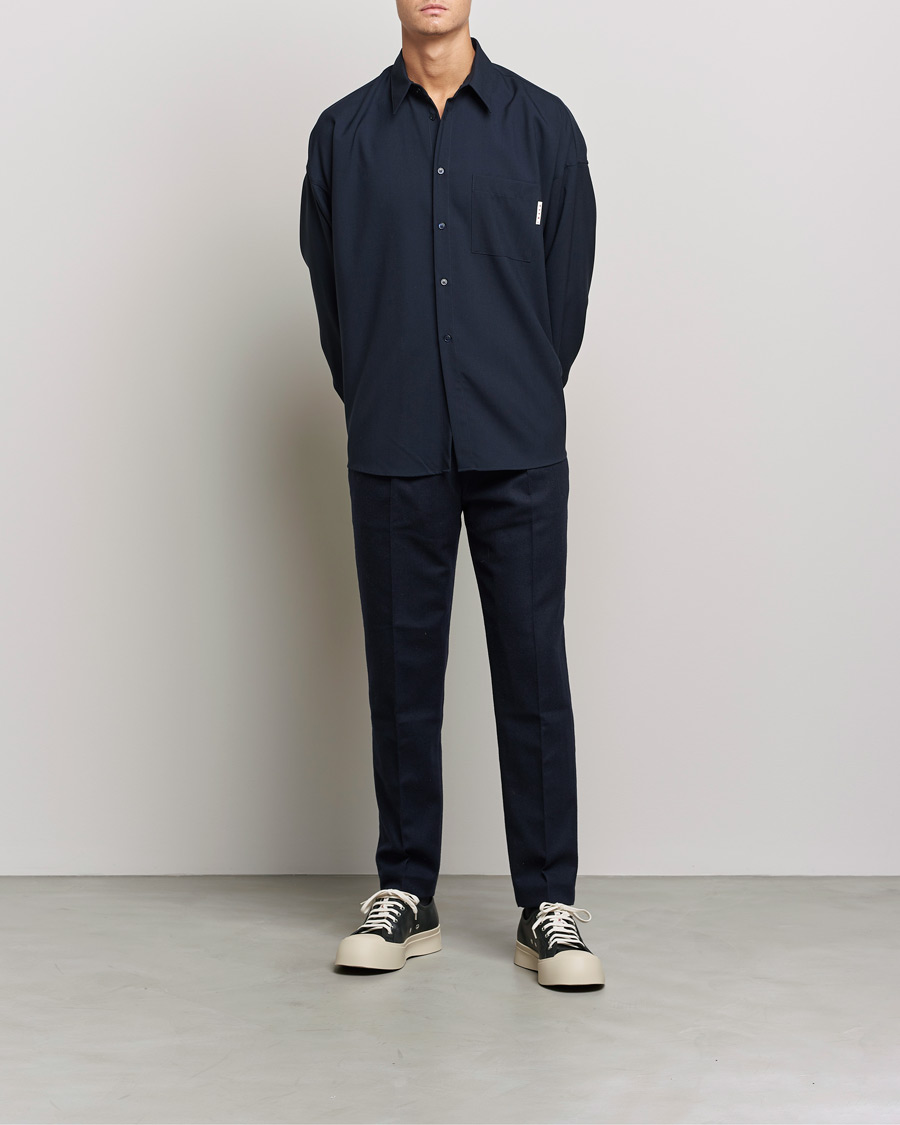 Homme | Chemises | Marni | Tropical Wool Oversize Shirt Blublack