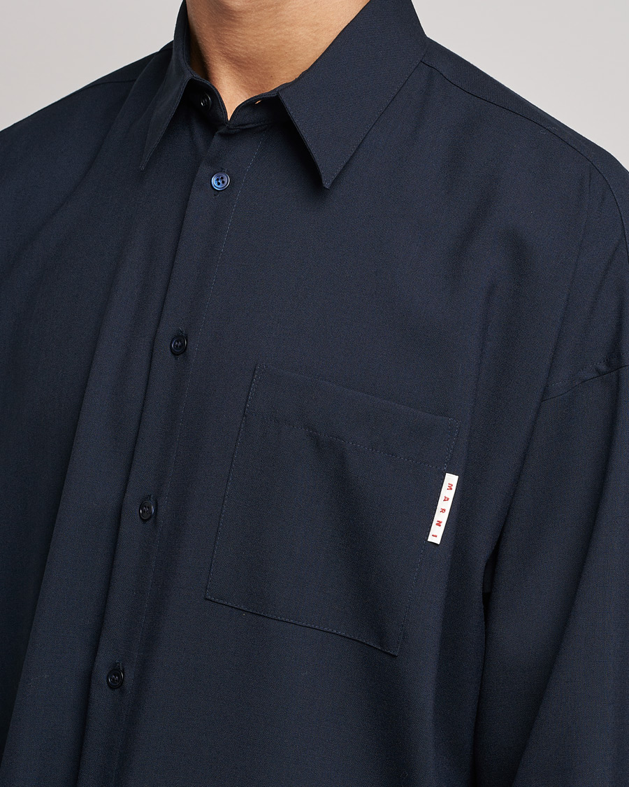 Homme | Chemises | Marni | Tropical Wool Oversize Shirt Blublack