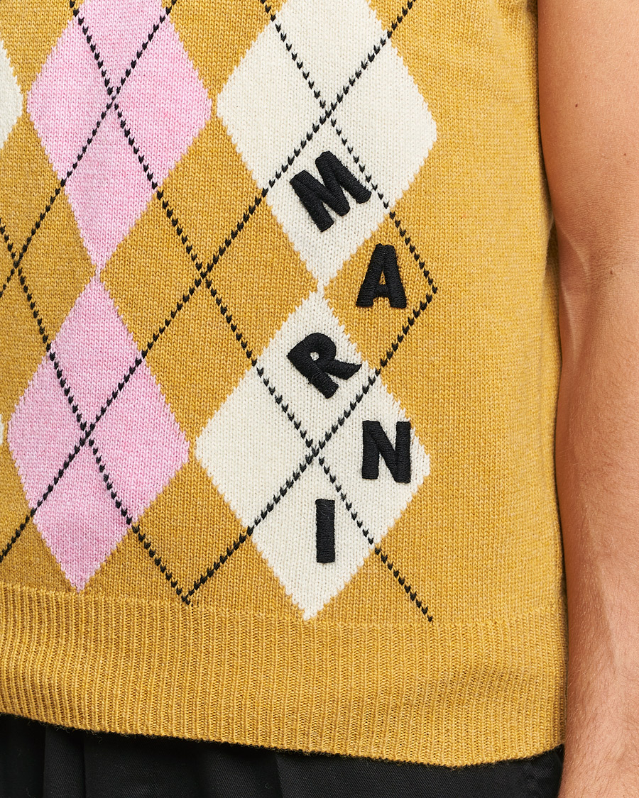 Homme | Pulls Et Tricots | Marni | Shetland Argyle Knit Vest White/Yellow