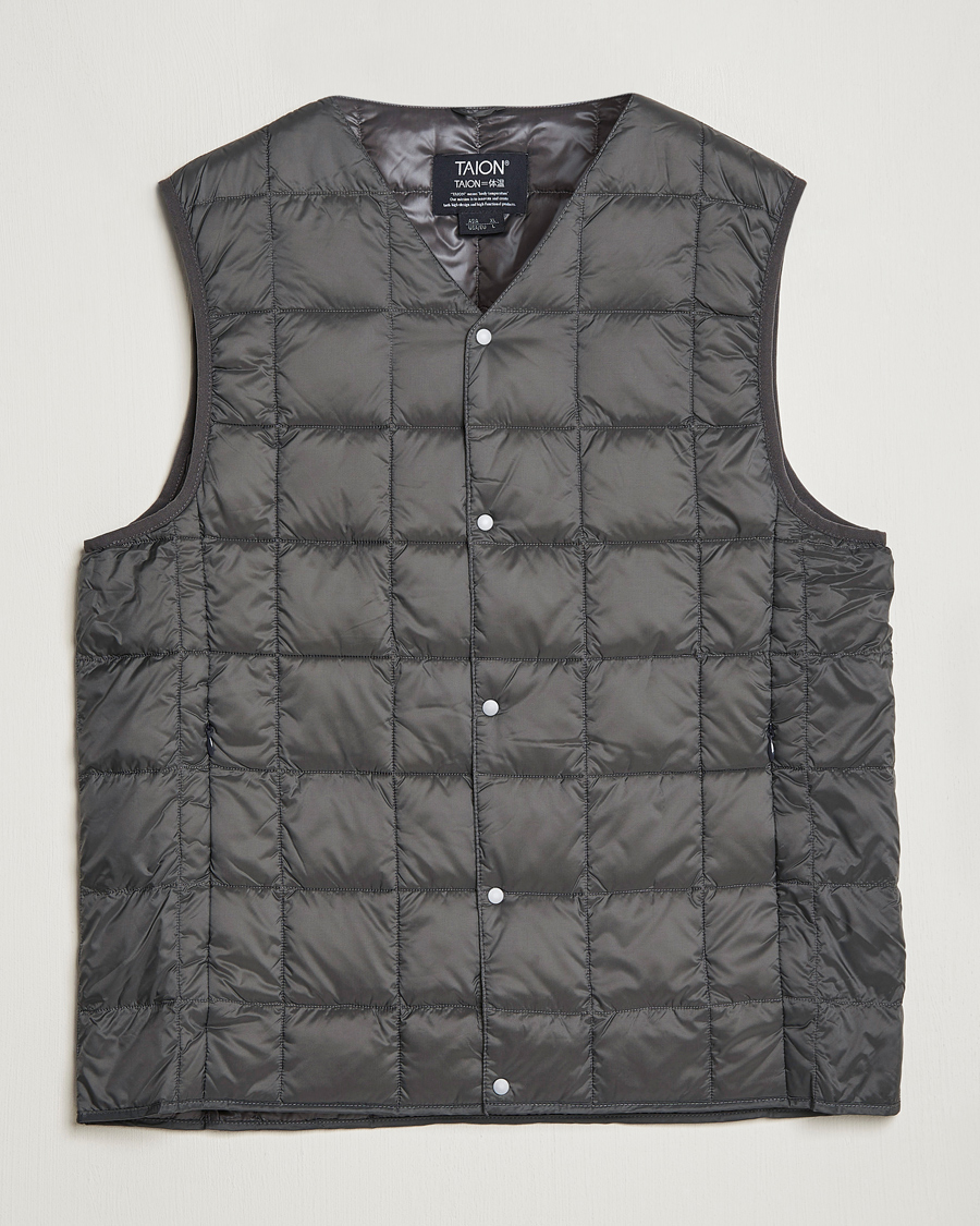 Homme | Manteaux Et Vestes | TAION | V-Neck Lightweight Down Vest Charcoal