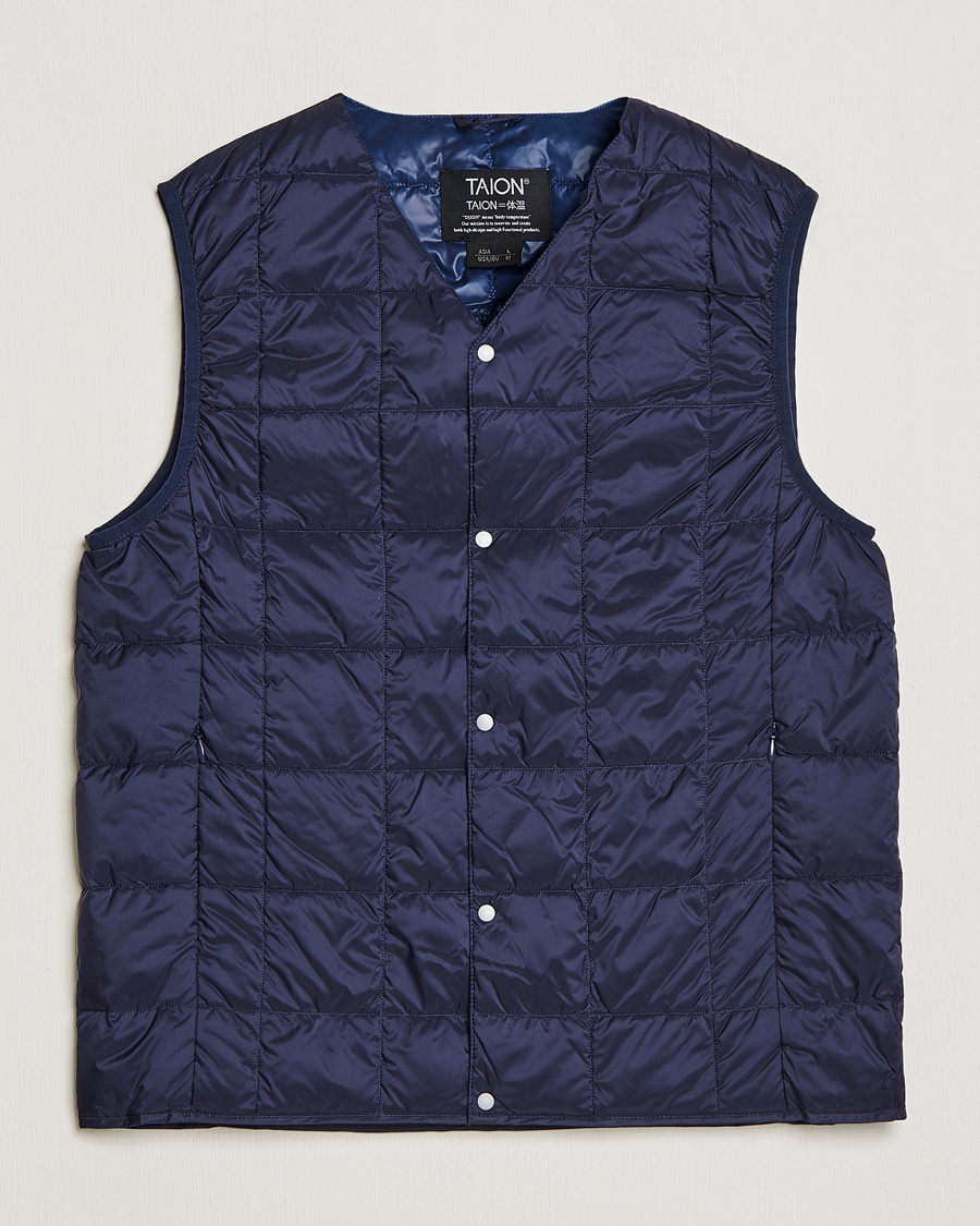 Homme | Gilets | TAION | V-Neck Lightweight Down Vest Navy