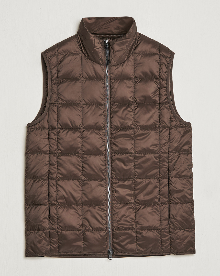 Homme | Manteaux Et Vestes | TAION | High Neck Full Zip Lightweight Down Vest Dark Choco