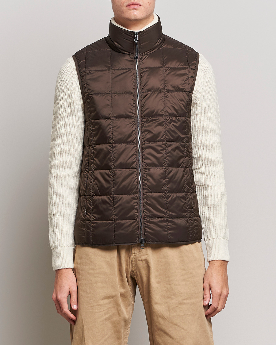 Homme | Manteaux Et Vestes | TAION | High Neck Full Zip Lightweight Down Vest Dark Choco