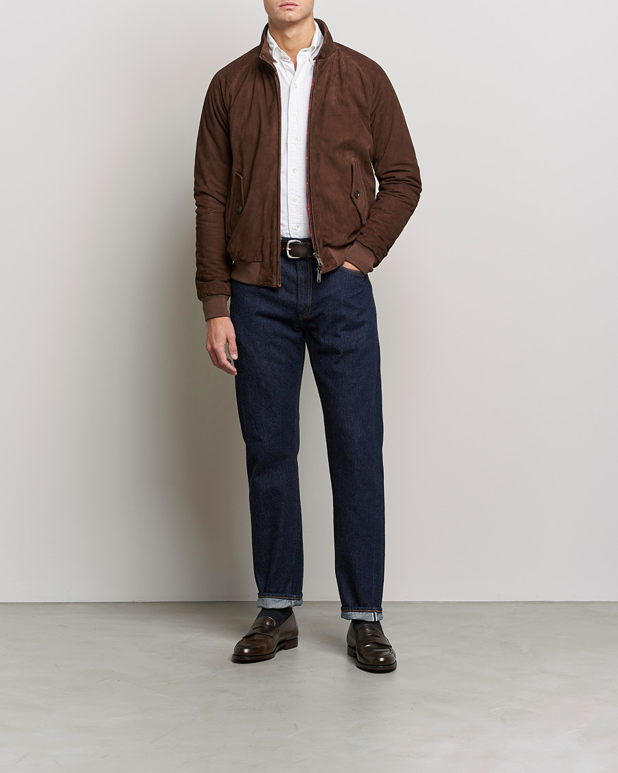 Homme | Manteaux Et Vestes | Baracuta | G9 Winter Suede Harrington Jacket Chocolate