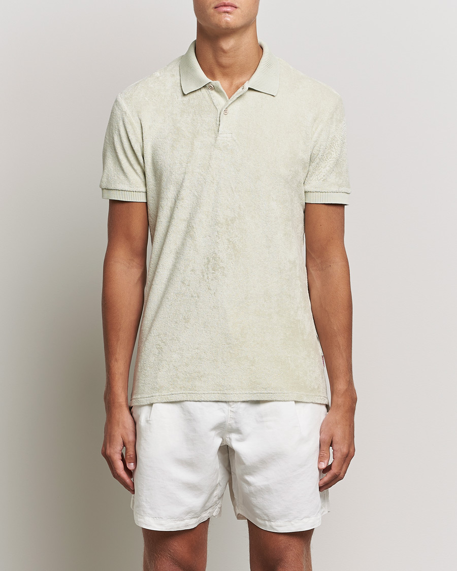 Homme | Polos | Orlebar Brown | Jarrett Towelling Polo Parched Green