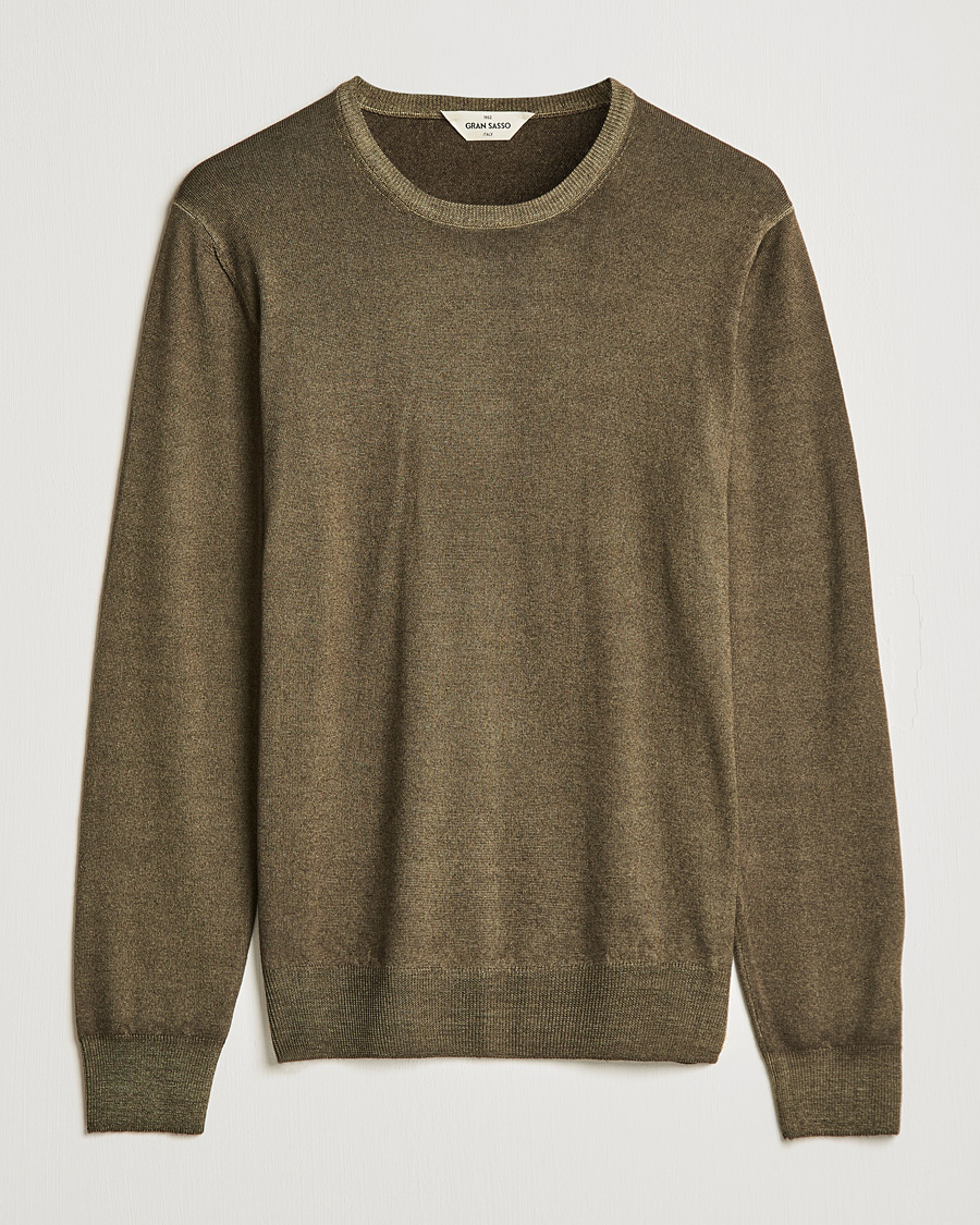 Homme | Pulls Et Tricots | Gran Sasso | Vintage Merino Fashion Fit Crew Neck Pullover Green