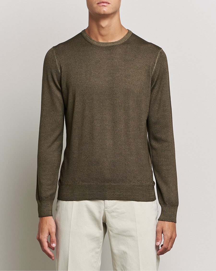Homme | Pulls Et Tricots | Gran Sasso | Vintage Merino Fashion Fit Crew Neck Pullover Green